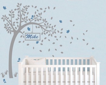 Tree Wall Decal with Customized Name Frame
